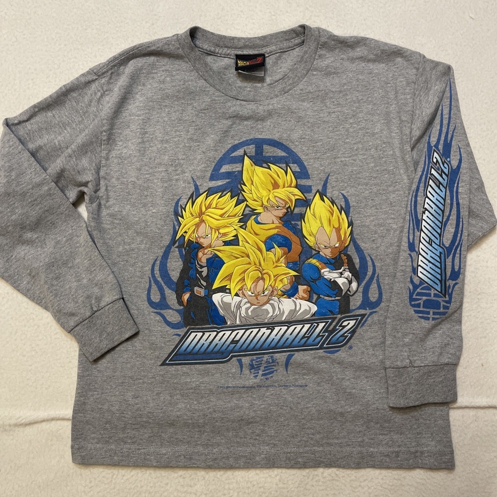 Vintage Dragon Ball Z Shirt Youth Size L 2002 DBZ Long Sleeve Gray Y2K Anime